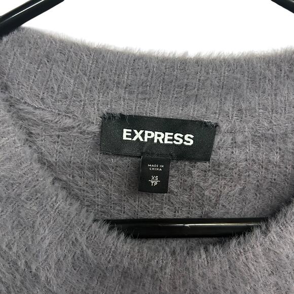Express Fuzzy Tie Front Sweater XS Cozy Soft Girl Aesthetic Minimalist Quiet - Picture 4 of 4